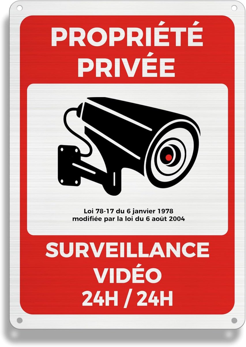 Schild voor bewakingscamera, aluminium, reflecterend, 250 x 180 mm, privé-eigendom, videobewaking, paneel, huis, videobewaking, metaal, waterdicht