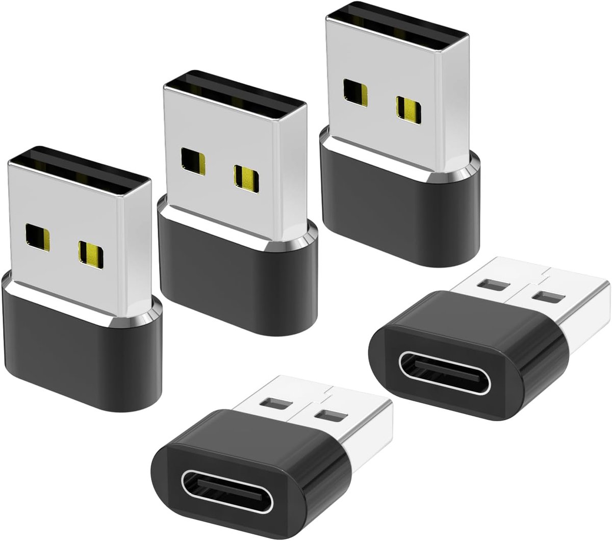 USB C Naar USB Adapter 5 Stuks, Vrouwelijk Naar Mannelijk Compatibel Met iPhone 14 Pro Max iPad Galaxy S24 Serie Laptops