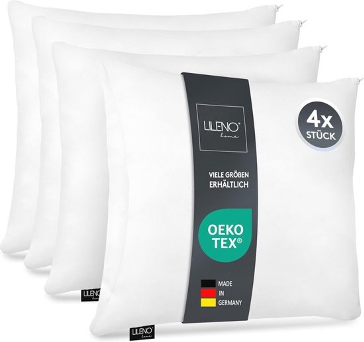 Zacht Microvezel Hoofdkussen 60x60 cm - Set van 4 - Wasbaar tot 95 graden met Ritssluiting