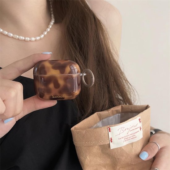 Compatibel voor AirPods 4 hoesje zacht TPU met Cleaner Kit Leuk Cool Amber Ontwerp Schokbestendige Sleutelhanger Cover voor Meisjes Vrouw voor Airpods 4 (2024) - Amber — afbeelding 2