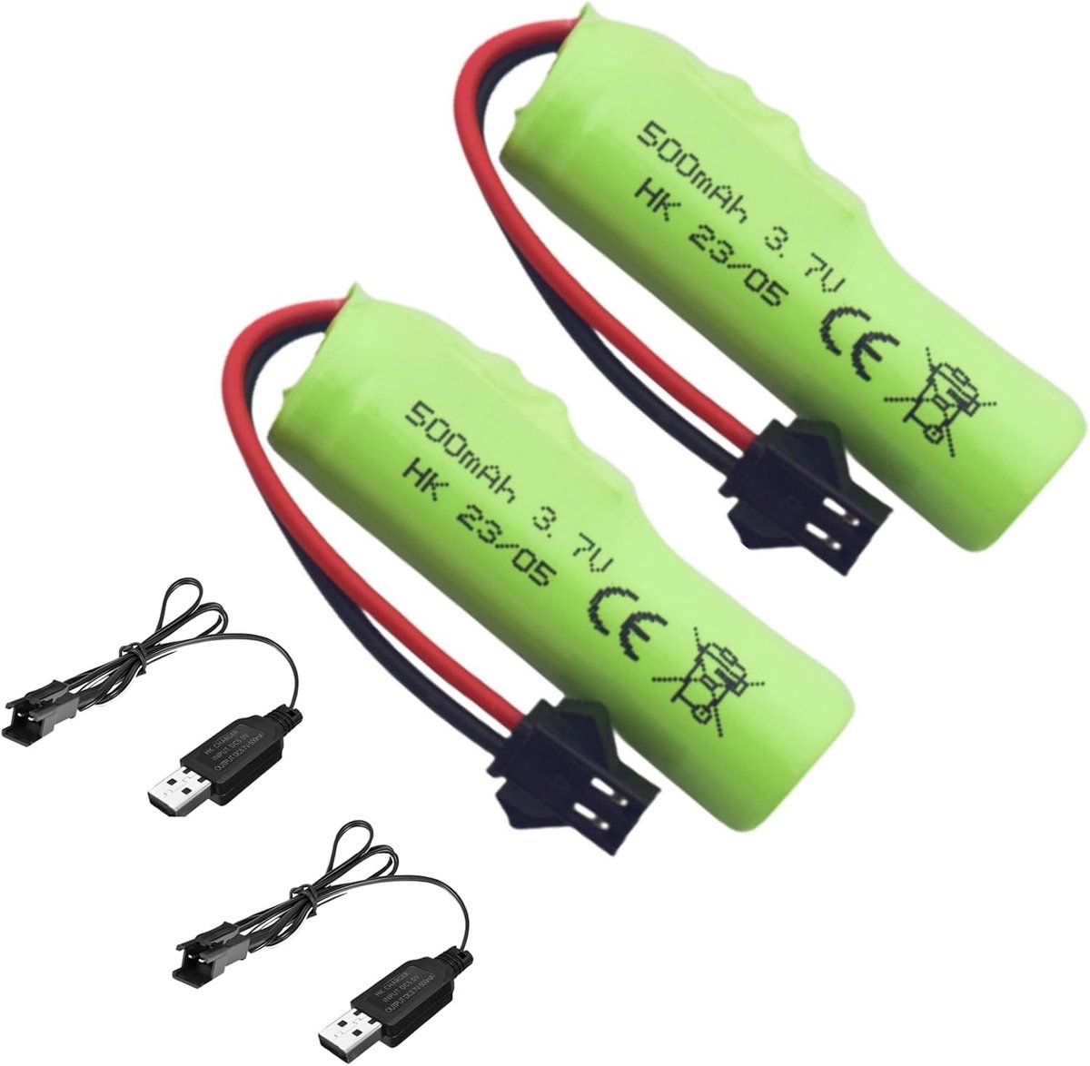 2PCS 3.7V 500mAh Li-ion batterij SM-2P Plug met USB-lader voor dubbelzijdige RC auto's Trucks RC auto's DE35 DE38 DE40 DE50 DE55 TB202 TM141 Toy auto batterij