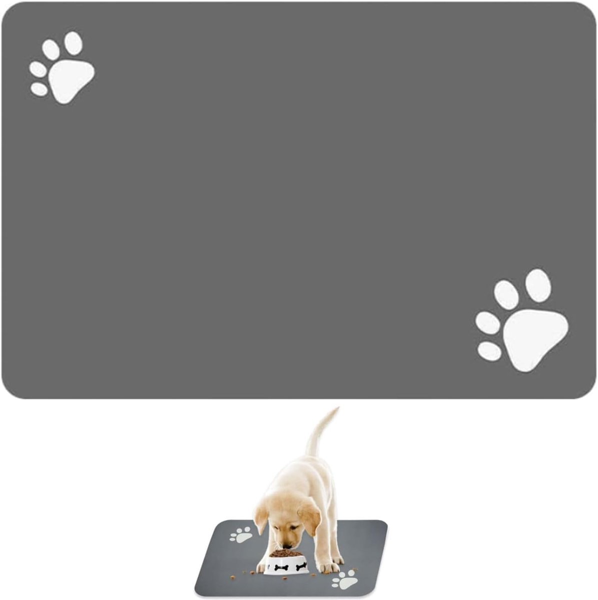 Mat voor honden- en kattenkommen, 40 x 60 cm, antislip, superabsorberende vloermat, vloermat met diatomitbasis, voor voer- en waterdispensers
