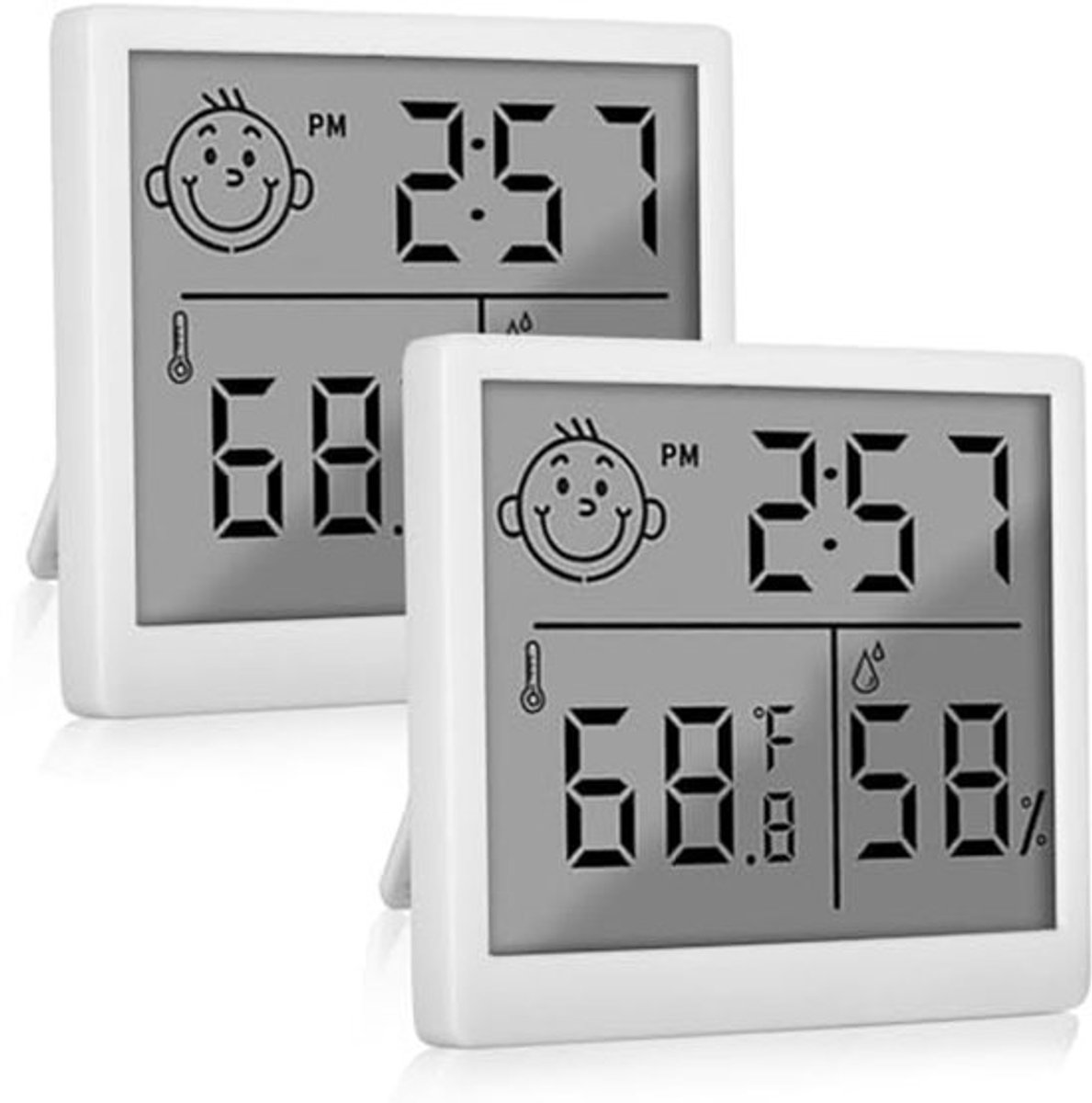 Digitale Thermometer en Hygrometer voor Binnen - Met Klok en Smiley-Indicatortechnologie