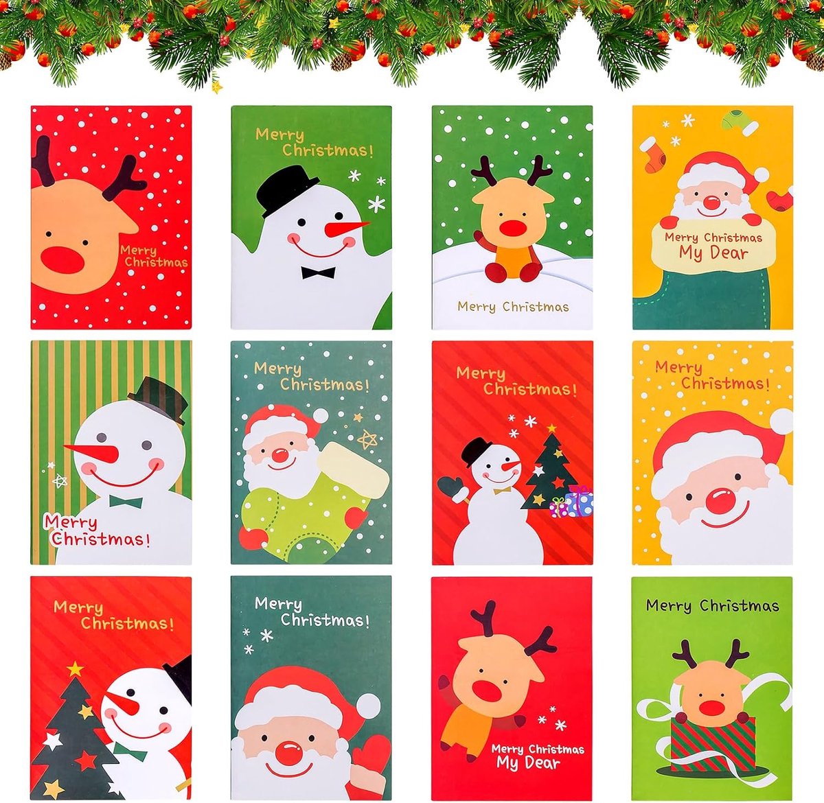 24 Stücke Mini Notizblock Weihnachten, Kinder Notizblock Klein, Weihnachten Notizblöcke, Weihnachten Cartoon Notebook, Mini Tagebuch Notizblock, Weihnachtsgeschenke Kleine Notizblöcke für Kinder