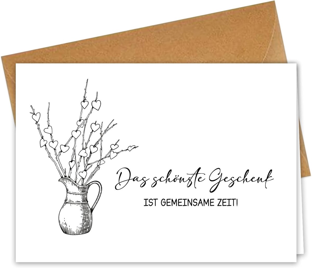 Mooiste cadeau is gemeenschappelijke tijd - tegoedbon voor gemeenschappelijke tijd - cadeaubon kaart tijd geven voor verjaardag reizen - A6 vouwkaart met envelop