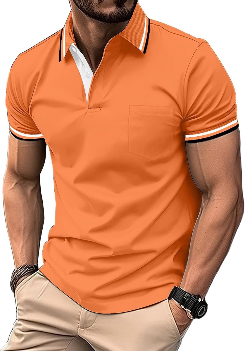Zitysport Poloshirt Mannen Korte Mouwen Shirt Ademend Golf Poloshirt Mannen Zomer Shirts Sport Basic Slim Fit Tshirt met Borstzak Poloshirt