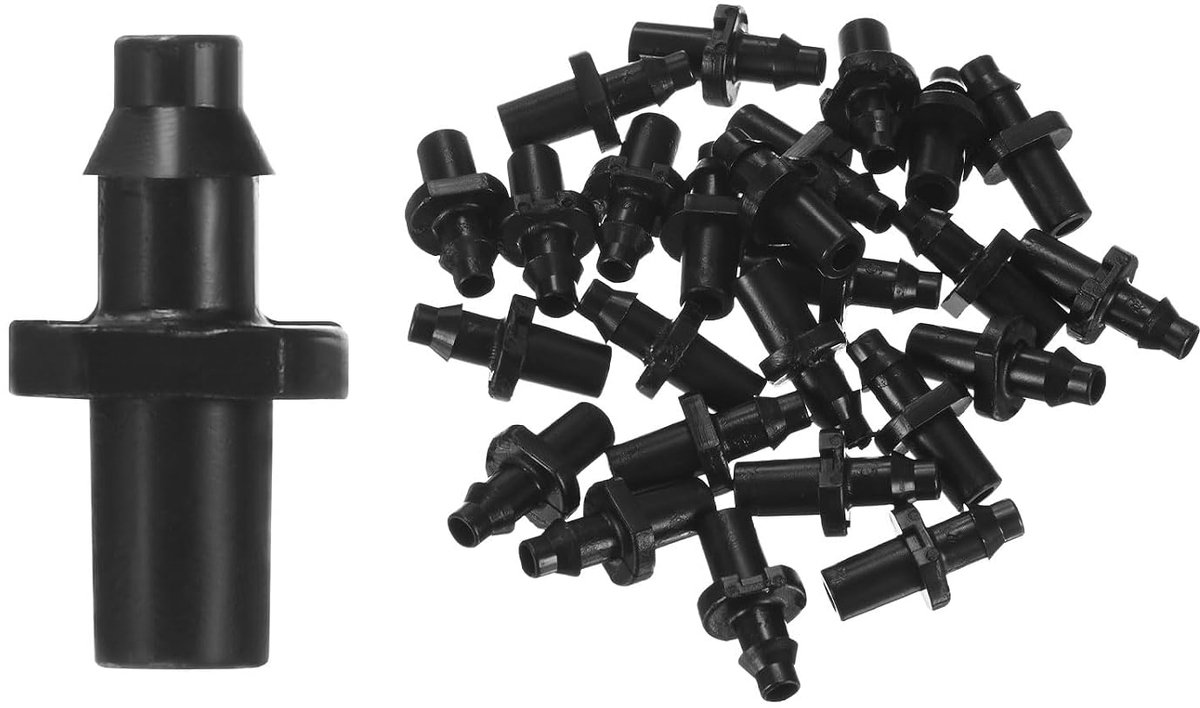 25 stuks druppelirrigatie prikkeldraad, voor 1/4 inch buizenstelsel platte connector kunststof koppeling irrigatie onderdelen voor tuin/kas/aquarium/bloempot, druppelpijp accessoires