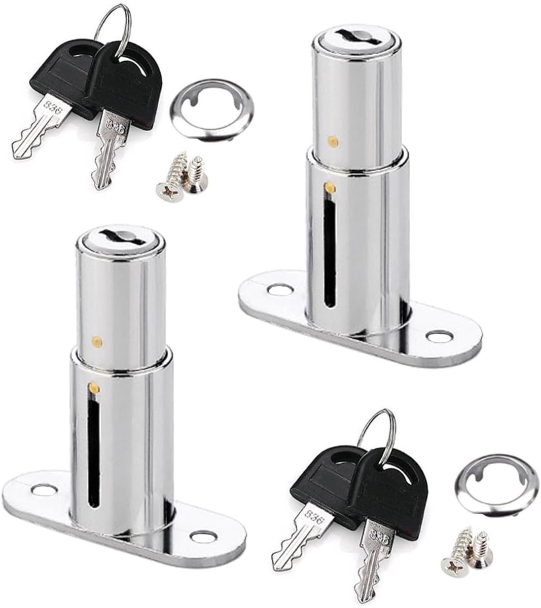Sloten, cilinderslot, zuigervergrendeling, geschikt voor brievenbus, lade, kast, brievenbus enzovoort (2 stuks, 4 sleutels,32 mm)
