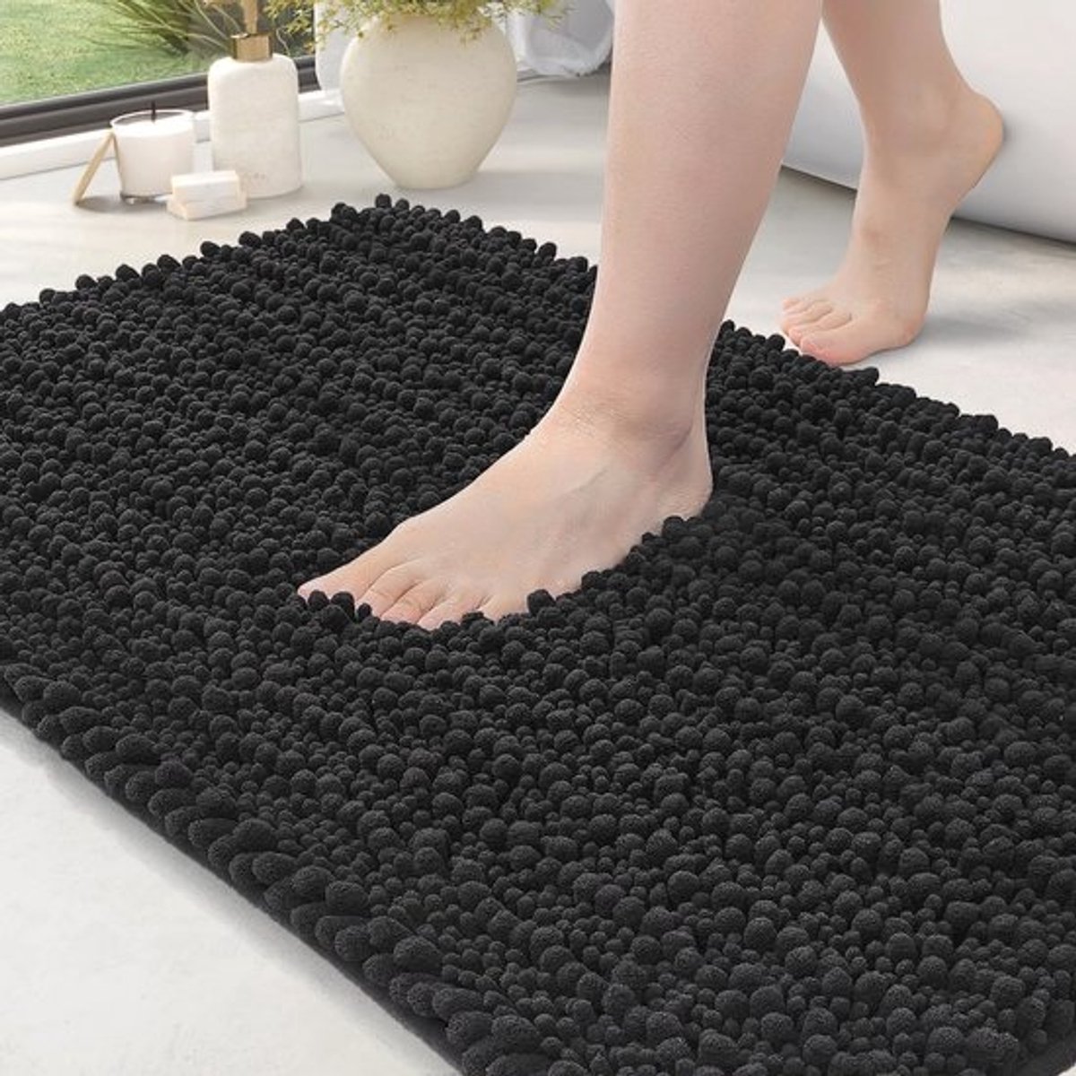 Chenille Badmat 60 x 110 cm - Antislip en Zachte Badtapijt voor badkamer