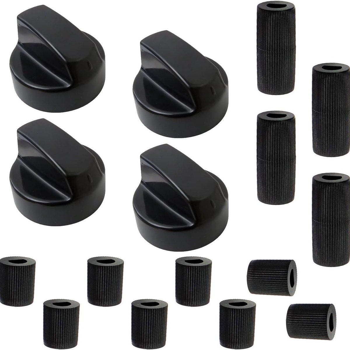 Ovenknop, 4 stuks, universele knop voor gasfornuis, inclusief adapter, zwart