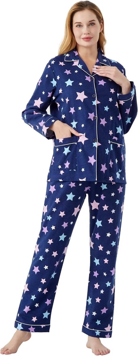 katoenen flanellen pyjama voor vrouwen 100% katoen flanel pyjama set zachte PJS gezellige dames loungewear