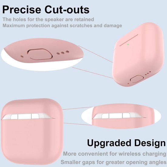 Hoes voor Airpods 4, dun beschermend Silicone Case voor AirPods 4th 2024 (USB-C) Skin Front LED zichtbaar siliconen hoesje, Roze — afbeelding 4
