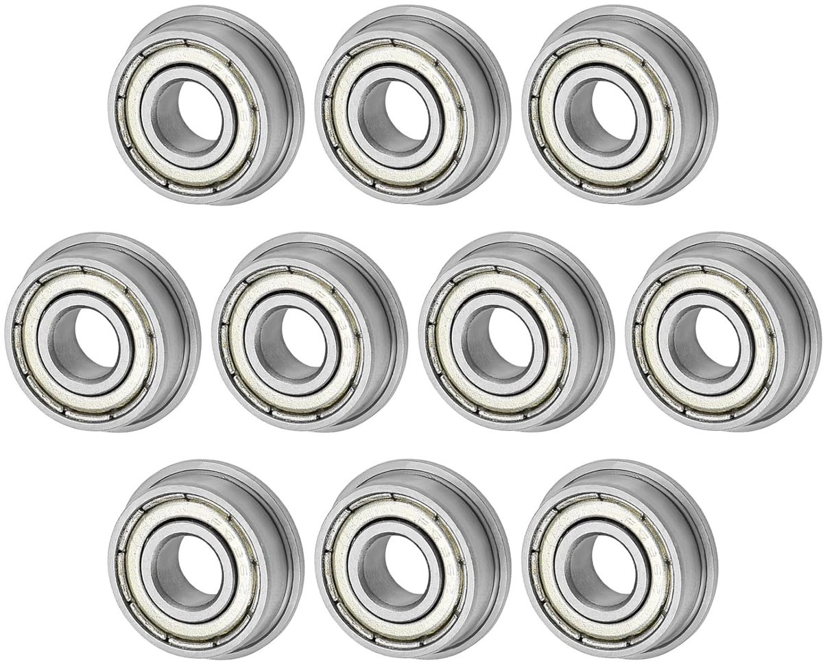10 stuks kogellagers met flens F696ZZ, 6 mm x 15 mm x 5 mm, dubbel schild van metaal Z1, chroomstaal (GCr15) lagers met flens voor kruiwagens/printers/fax/elektrische apparatuur