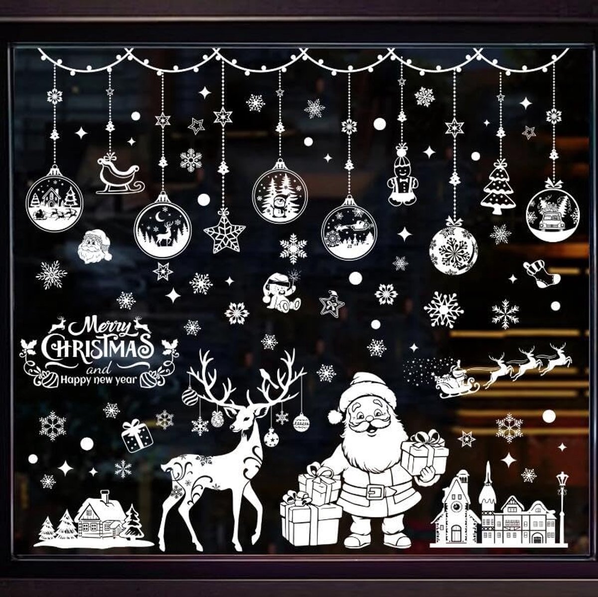 Raamstickers voor kerstdecoratie thuis badkamer kantoor