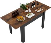 Puluomis - Uitschuifbare eettafel - 105-150x70 cm - Industriële keukentafel - Bruin - Rechthoekig tafelblad voor 4-6 personen