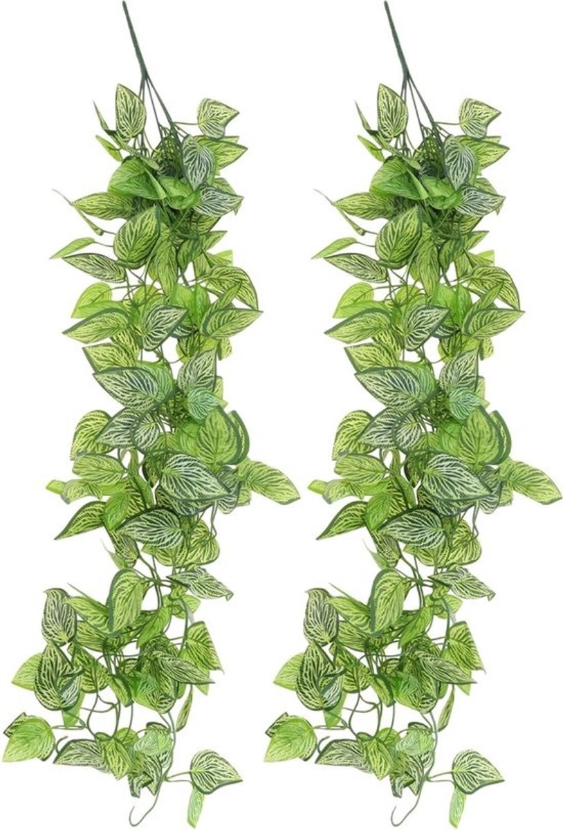 Set van 2 Kunstplanten voor Klimmen, 105 cm Lange Groene Bladeren, Ideaal voor Binnen en Buiten Decoratie, Balkon, Muur en Tuin Accessoires
