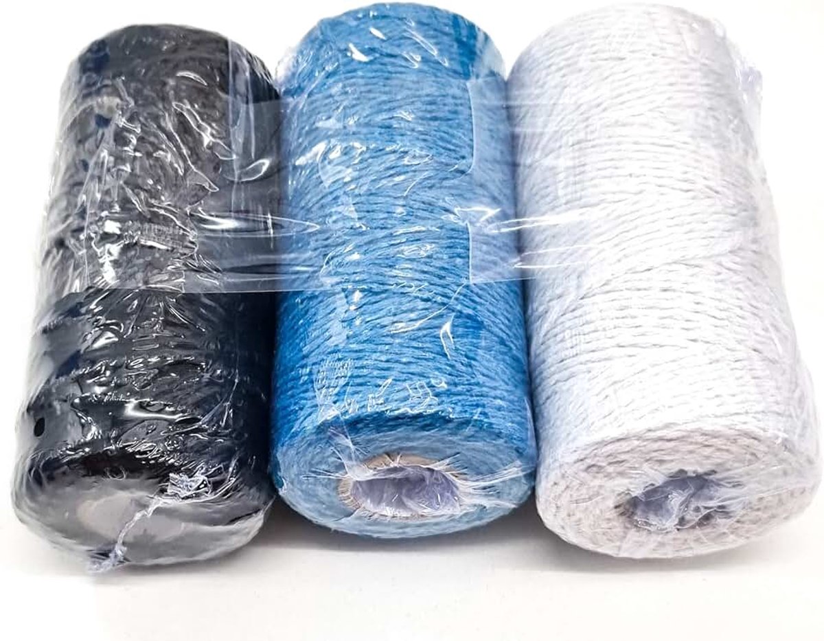 Bakkerskoord katoen 2 mm keukengaren bakkerskoord koord koord lint cadeaulint decoratieband voor tuin huis Kerstmis knutselen decoreren (mix 10, 300 m)