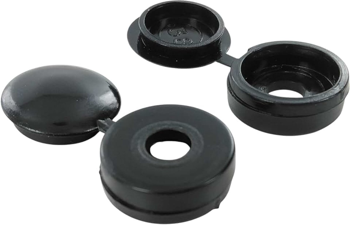 Schroef met afdekking zwart voor nummer 6 en 8 schroeven, wit, 50 stuks
