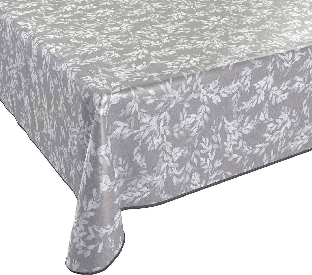 Tafelkleed afwasbaar antislip met biesband Vierkant Rond Ovaal, Motief Kleur Grootte naar keuze (takken grijs, Vierkant 130x160 cm)