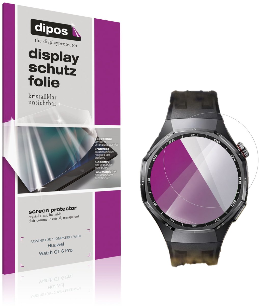 dipos – 6x Beschermfolie geschikt voor Huawei Watch GT 6 Pro | Krasbestendige & heldere Screenprotector Ultra-Thin