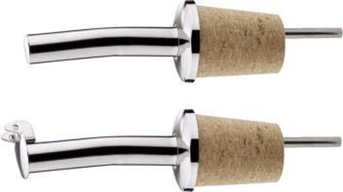 Schenktuit - Tuit met Klep - Kurk - Dop voor olijfolie - Schenk tuitje - Keuken accessoire - RVS - 2 stuks - Flessentuit - Schenktuiten