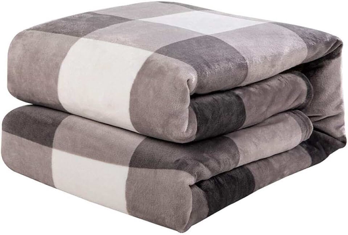 Fleece Dekens Zilvergrijs Reisformaat-Superzacht Fluffy Warm Effen Bed Gooit voor Sofa Microfiber Deken-Grijs groot raster_168 * 230