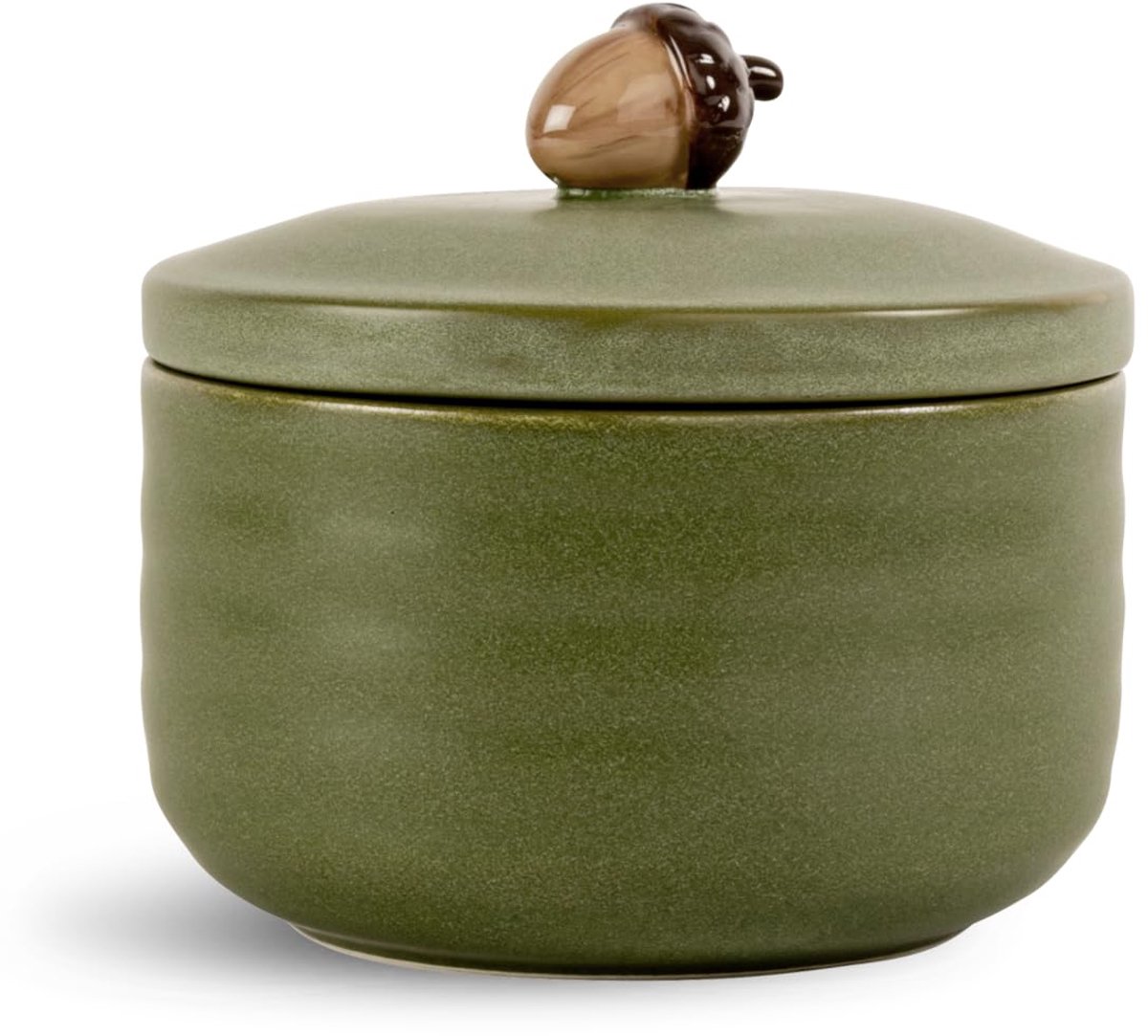 Doos Ellen met deksel in de kleur groen, van aardewerk, diameter: 13,5 cm, hoogte: 7,5 cm, 5018410