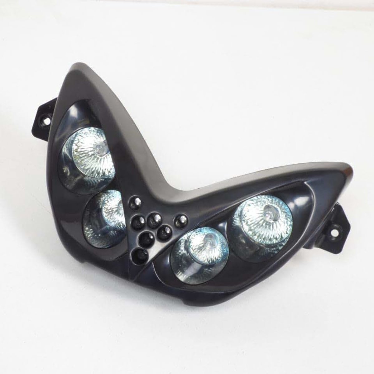 Front tnt optic voor yamaha 50 aerox scooter 1997 tot 2012 zwart en blauw led nieuw
