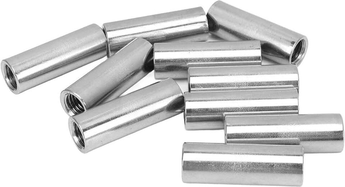 10st Cilindermoer, 10pcs10 Moer10x1.5loze Stalen Koppelingsmoer, Roundtor Moer, 10 Ronde Staaf Koppelingsmoer, Astener in 304less Staal, 14 L40mm, SKU