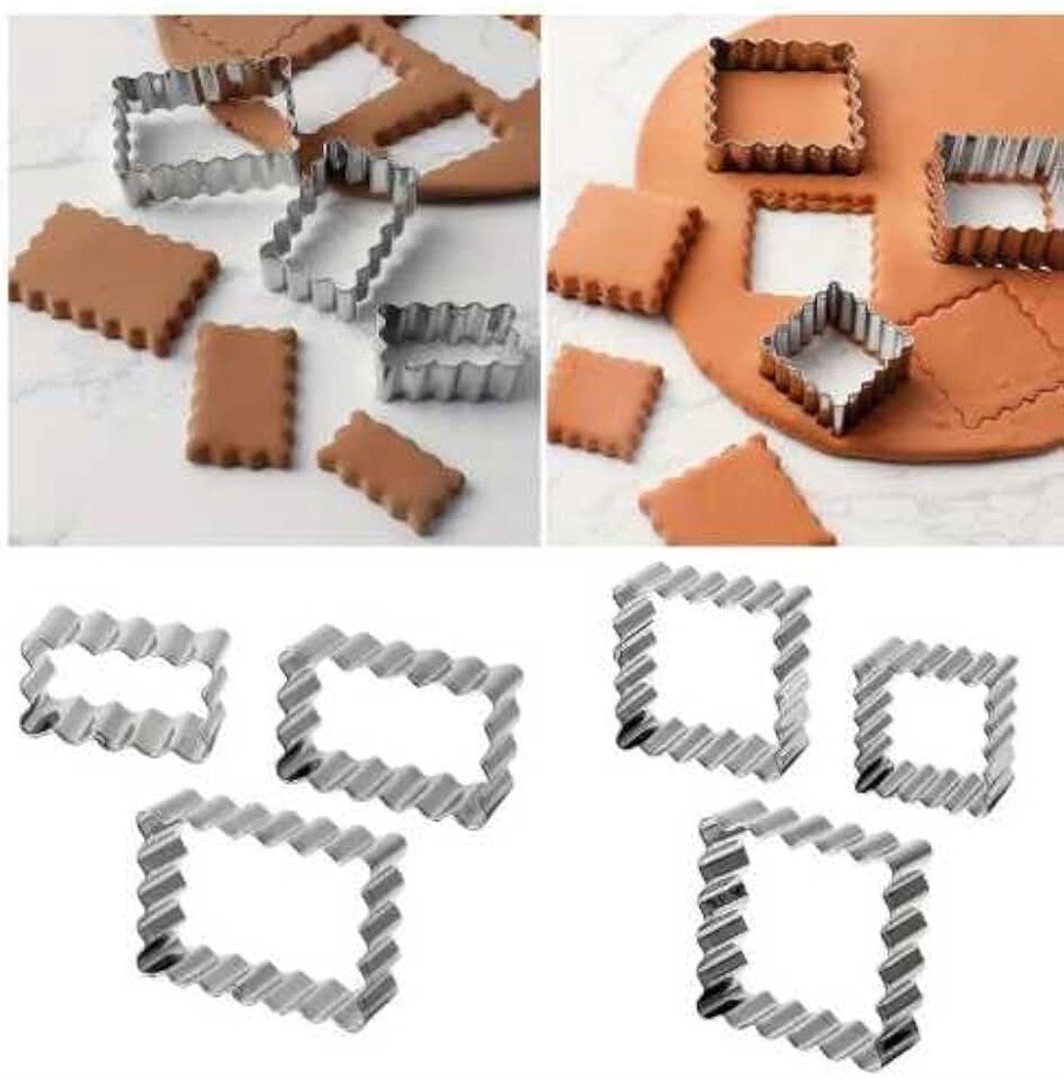 9-Delige Biscuit Frame, Gekartelde Vorm, Roestvrij Staal Materiaal, Gegolfde Biscuit Vorm, Cake En Brood Maken, Banket En Viering Lay-Out, Banket Chef Tools.
