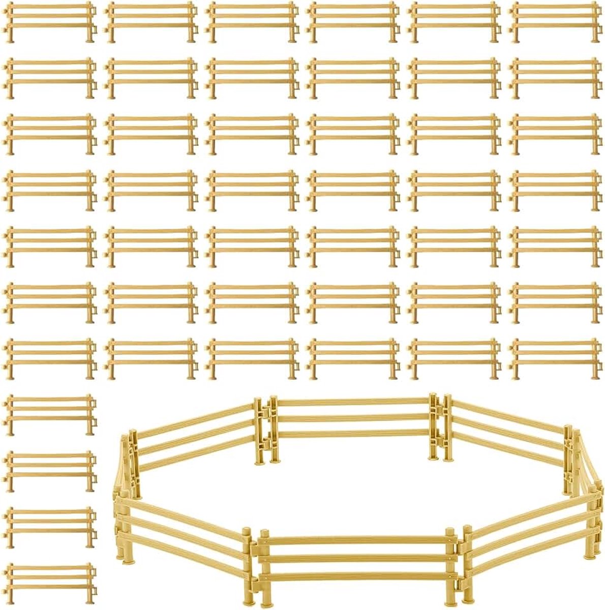 80 stuks speelgoed voor paarden, mini-dierenspeelgoed | Speelgoed boerderijhek, doe-het-zelf, dierenschuren, omheining voor decoratie van microlandschappen, 9 x 4 x 0,8 cm