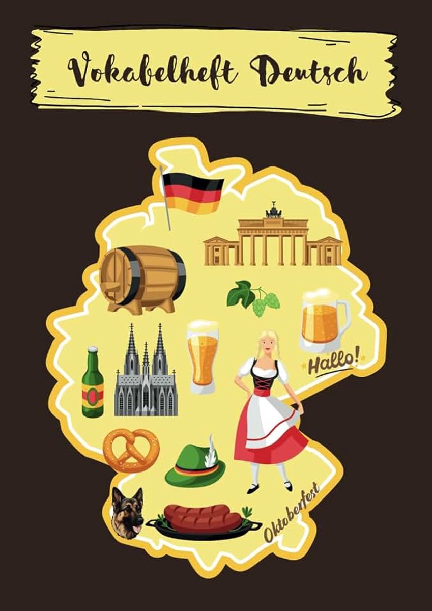 Dickes Vokabelheft Deutsch (A4, liniert, 2 Spalten, Lineatur 53, 140 Seiten, glänzendes Softcover, Design: Deutschland)