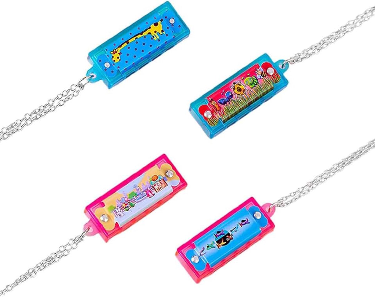 4 Pezzi Kit Collana Armonica Miniatura Armonica Da Cartone Animato Colorata Strumento Iniziazione Musicale Per Neonati E Bambini, Strumento Portatile Per Principianti (Stili Casuali)