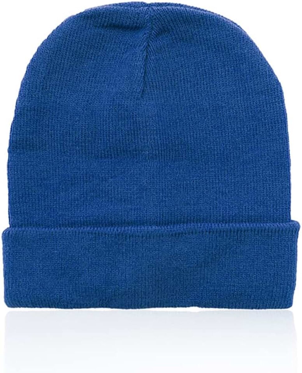 Hardloopmuts, zacht, warm, met tong en dubbele afdekking, Blauw, 56 cm
