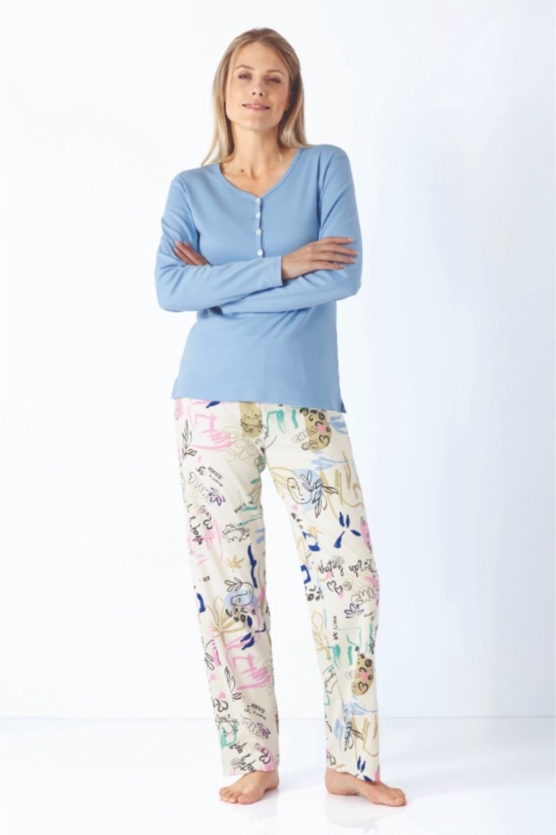 Hajo Premium katoen dames pyjama gebroken wit Hajo - Beige - Maat - 44/46