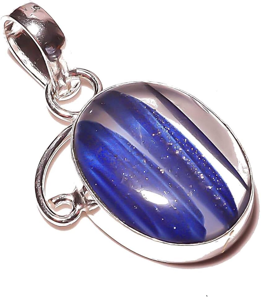 Dichoic Glass Handmade PENDANT 1.5" Long Silver Plated! Jewelry from Kashish! All Variety Store all Occasions