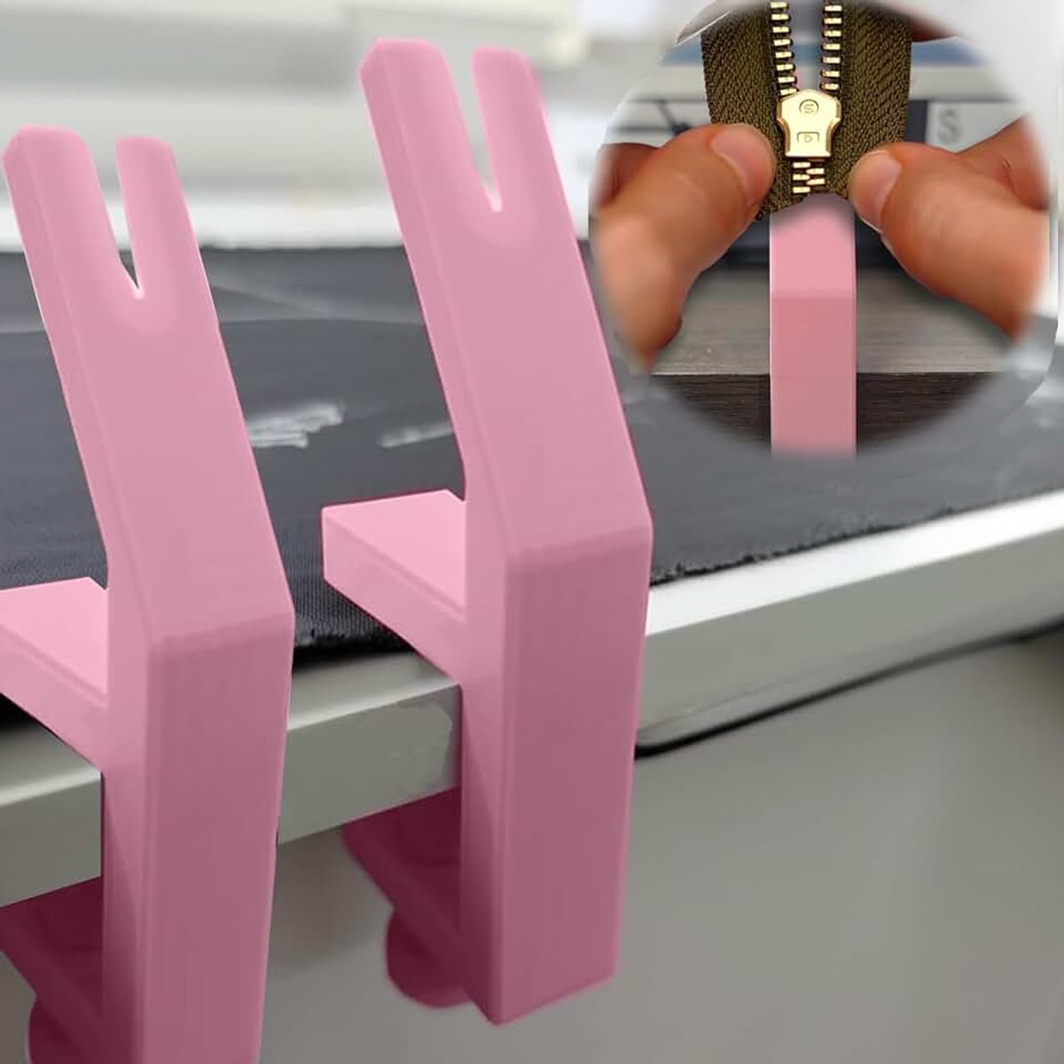 Eindeloze ritssluiting, professionele inrijghulp voor gebruik op desktops met een dikte van 1 tot 1/4 inch (2 stuks, roze)