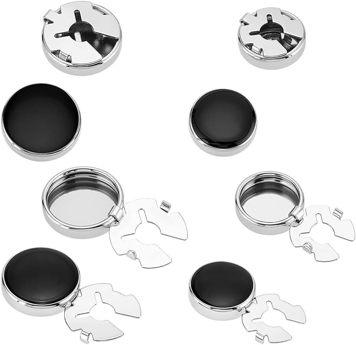 4 Stuks 2 Stijlen Knoophoezen Voor Heren Overhemden Platte Ronde Manchetknopen Messing Zwarte Manchetknopen Shirt Manchetknopen Beslag Voor Kledingaccessoires