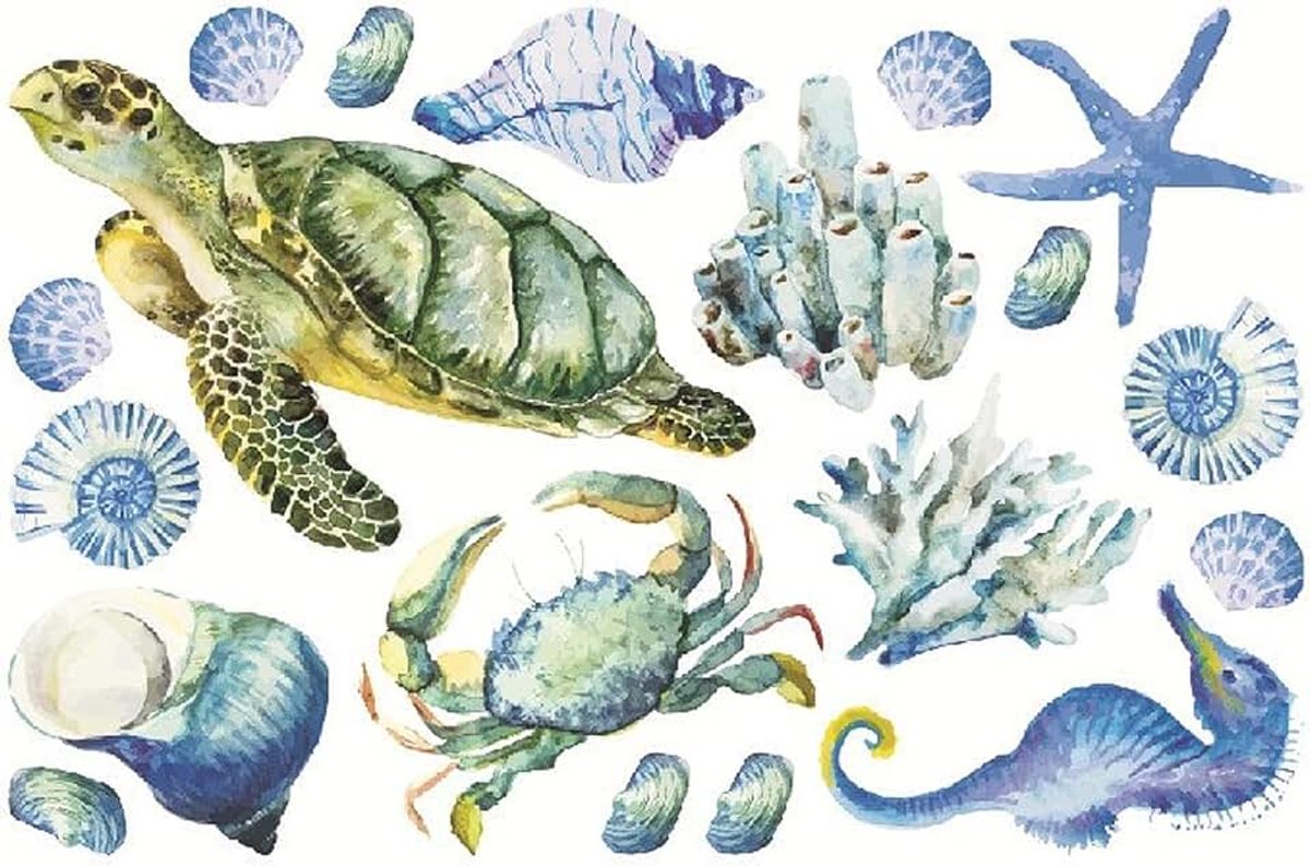 Oceaan Muurstickers Zee Dieren Stickers Wezens van de Zeewereld Muurschilderingen Onderwaterdieren voor Kinderen Kinderkamer Kleuterschool Muurstickers Kinderen