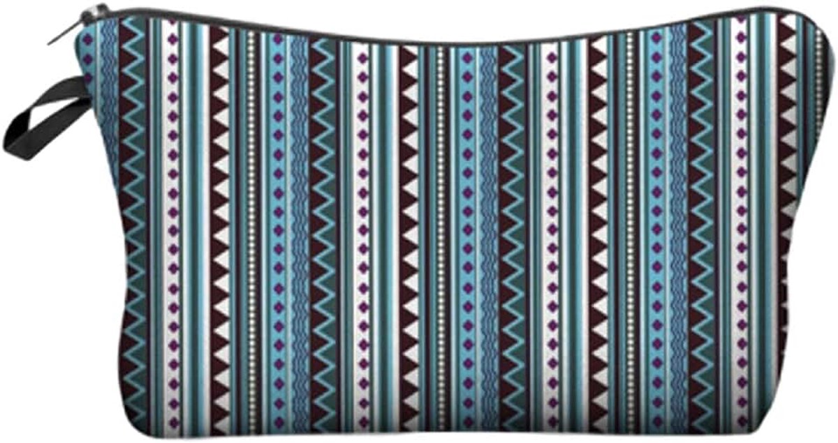 Toilettas, make-uptas, make-uptas, toilettas, waterafstotend, originele print-motieven voor reizen, vakantie en dagelijks gebruik, turquoise-wit (Inca Empire), Eén maat, toilettas
