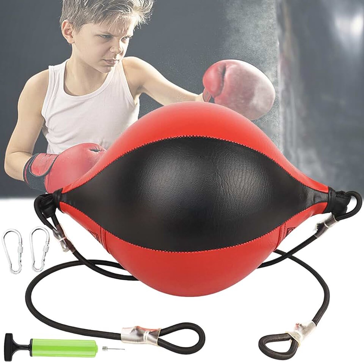 Punch Bag, Leather Speed Ball, Hanging Boxing Punching Ball, Boksballen voor Gym MMA Boksen Sport Punch Bag Volwassen, Double End Boksen Punchingball, Training Speedball Set