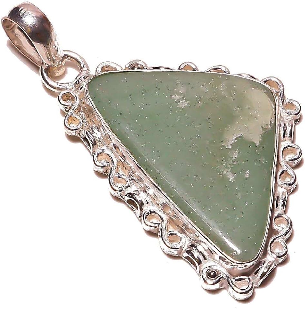 Jade Handmade PENDANT 1.5" Long Silver Plated! Jewelry from Kashish! All Variety Store all Occasions