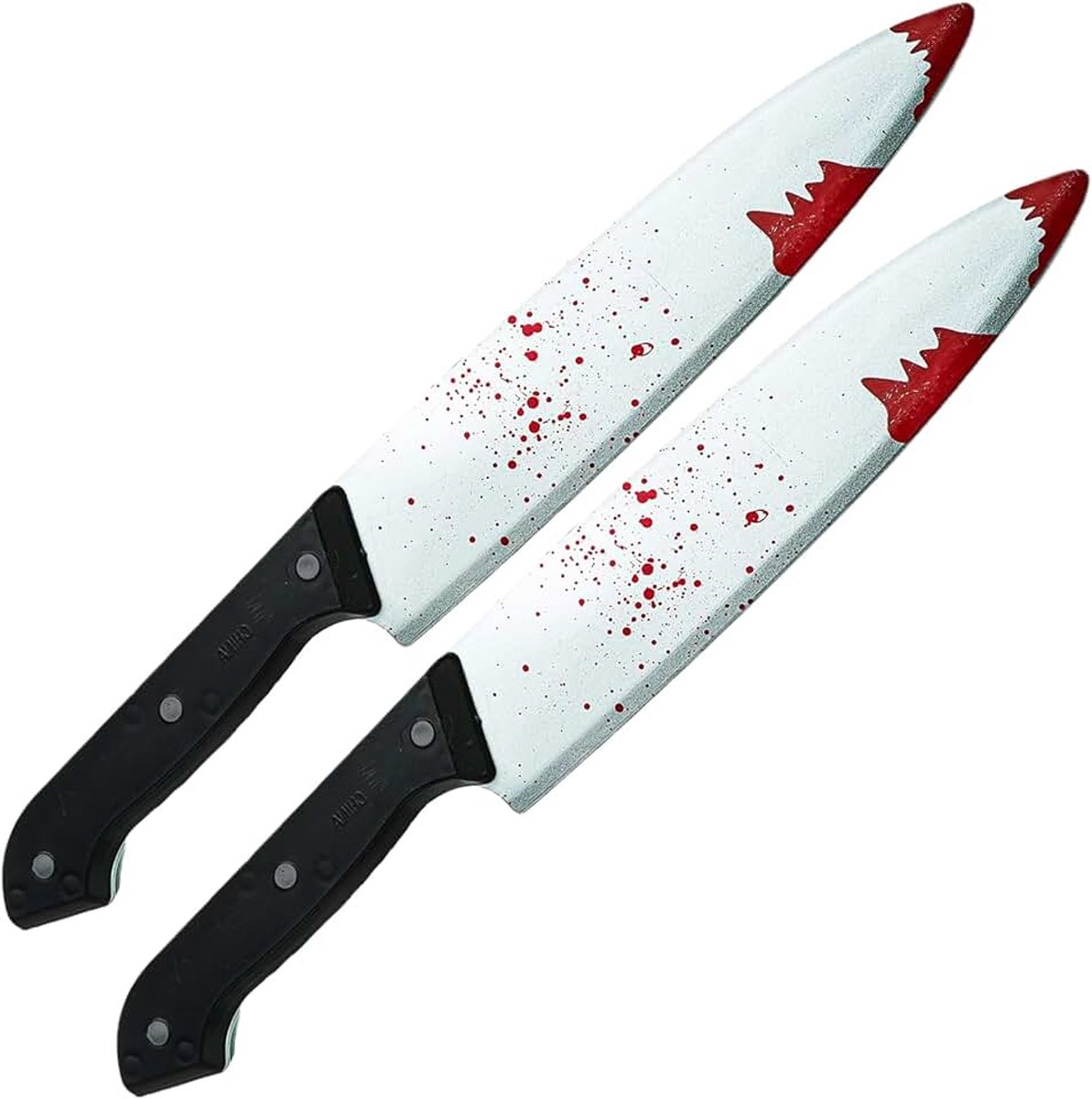 Messen met kunstbloed, 30 cm, vulling en vanger, volwassenen, 2 stuks nepmes, zombiemes, accessoires, kostuum en decoratie voor Halloween, party, cosplay, feest en carnaval