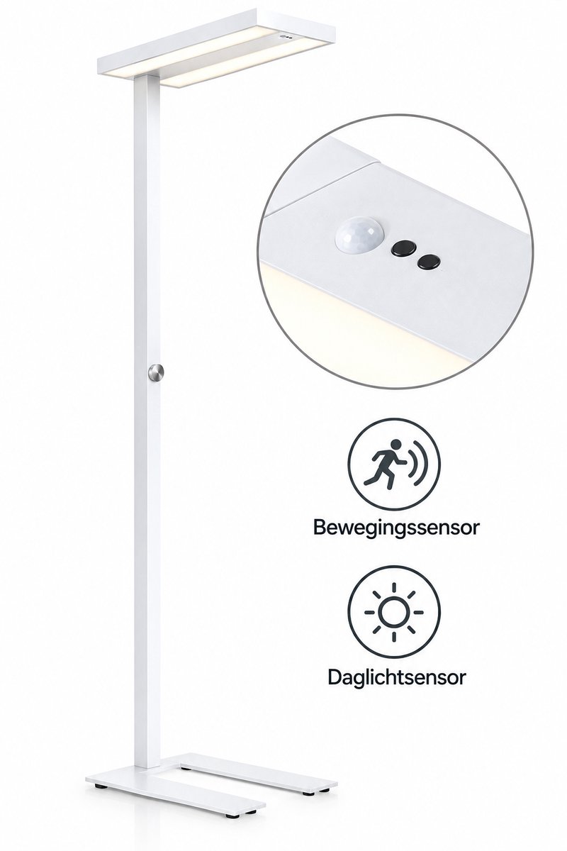 Design Vloerlamp Wit met sensor – Speciaal voor Bureau & Kantoor – Dimbaar neutraal wit licht