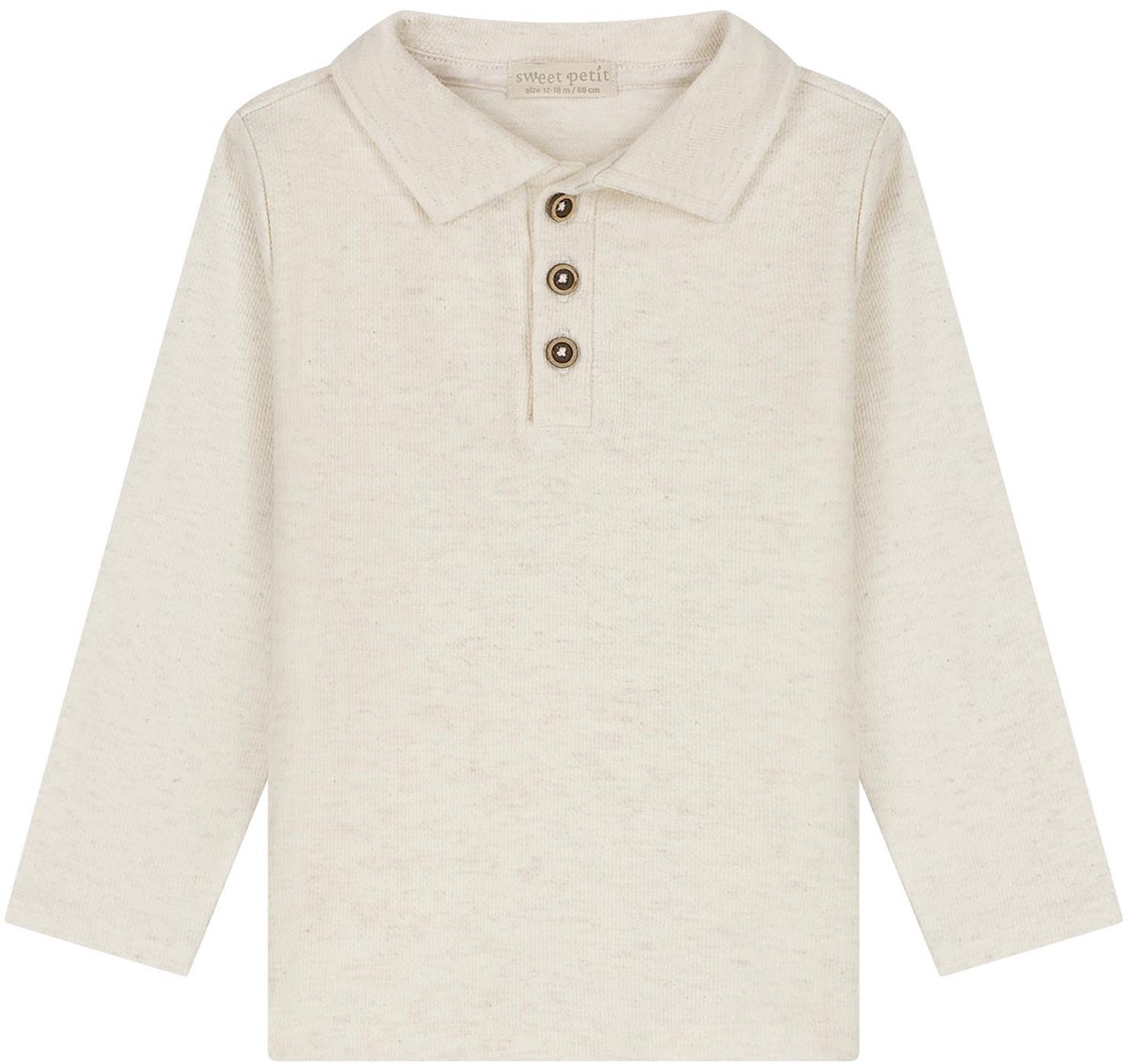 Sweet Petit peuter polo Nathan - jongens - Soft Ecru Melange - Maat 98