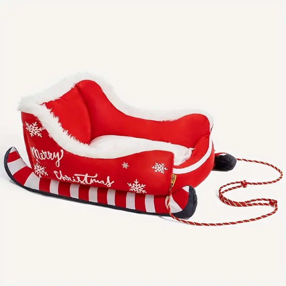 Kerst Hondenmand & Kattenmand – Kerstman Slee Design – Zachte Pluche Huisdierenmand – Warme Slaapplaats voor Hond en Kat – 65 × 52 × 30 cm – Rood