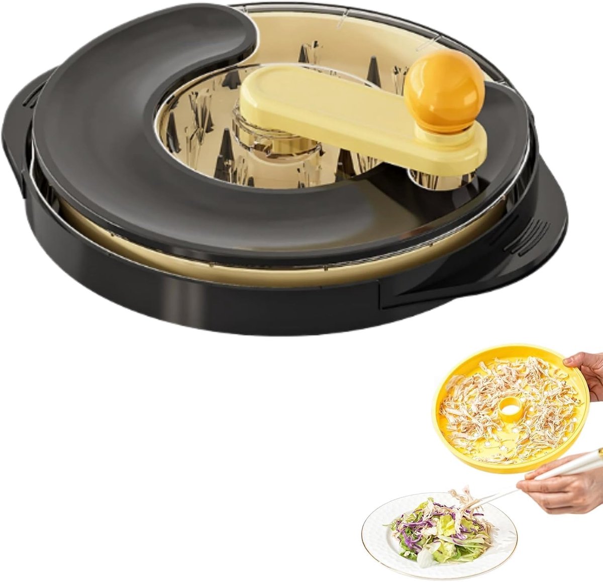 YAGXIG Kipfiletsnijder - Multifunctionele roterende vleessnijder - Handaangedreven - Geschikt voor het versnipperen van gekookt vlees, koken en lichte maaltijden - Zwart - 20 cm