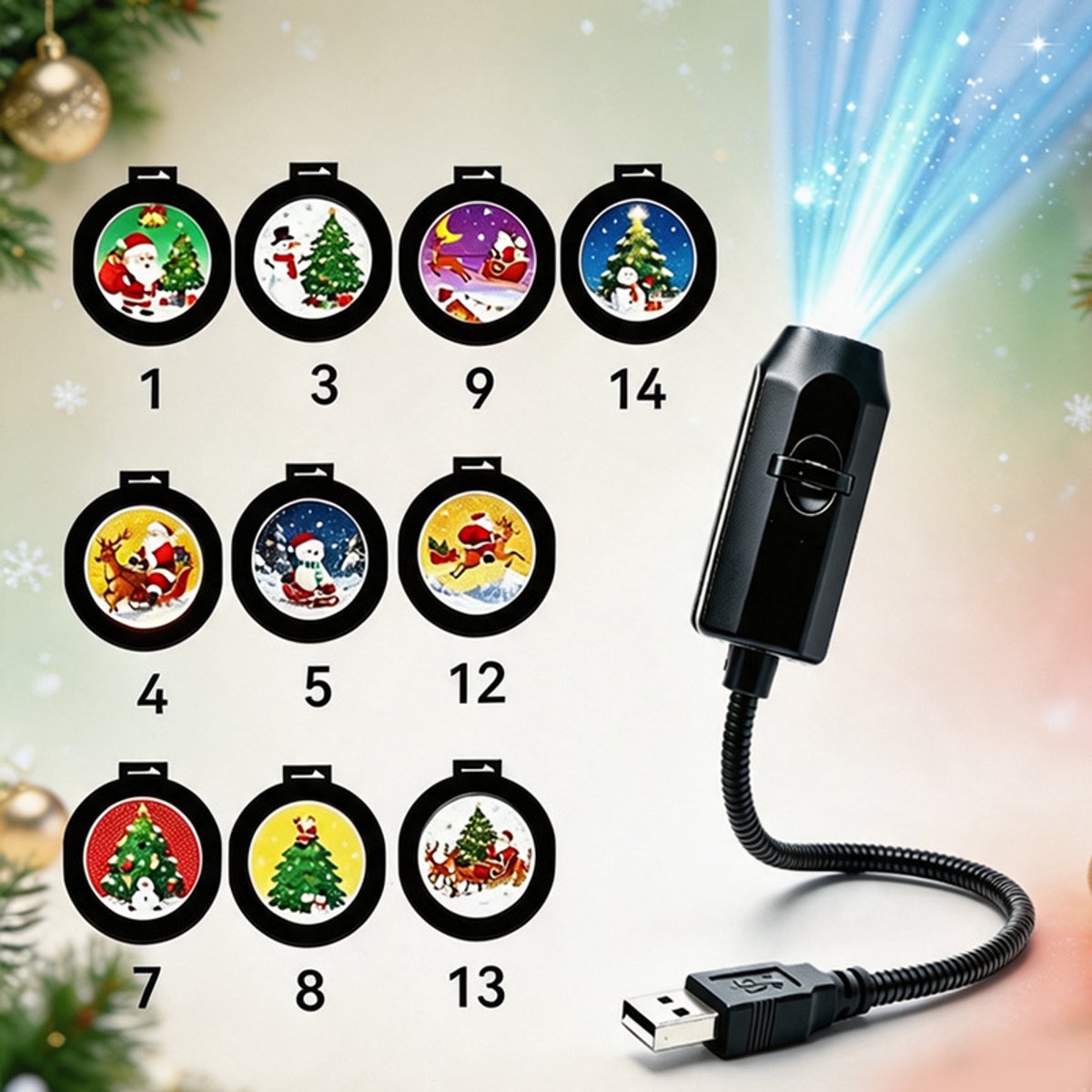 Plug and Play HD /Kerstprojector /Halloween, 10 feestelijke scènes(A)