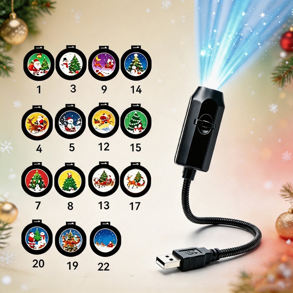 Plug and Play HD /Kerstprojector /Halloween, 15 feestelijke scènes(A)