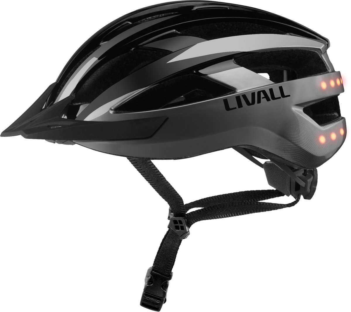 MT1 Neo II Grey & Black M size Bluetooth-fietshelm met luidsprekers & ingebouwde microfoon, valdetectie, mountainbikehelm met richtingaanwijzers & remlicht, MTB- & racefietshelm voor volwassenen (heren & dames)